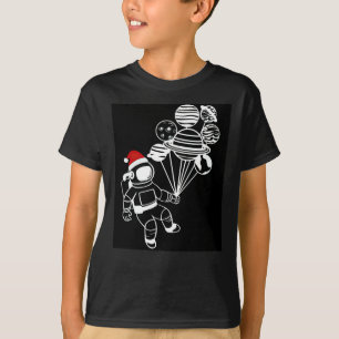 Christmas Astronaut, Funny Planets Bubbles T-Shirt