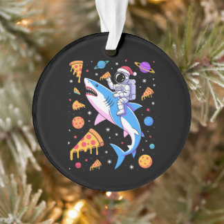 Christmas Astronaut Shark Pizza Space Planets Xmas Ornament