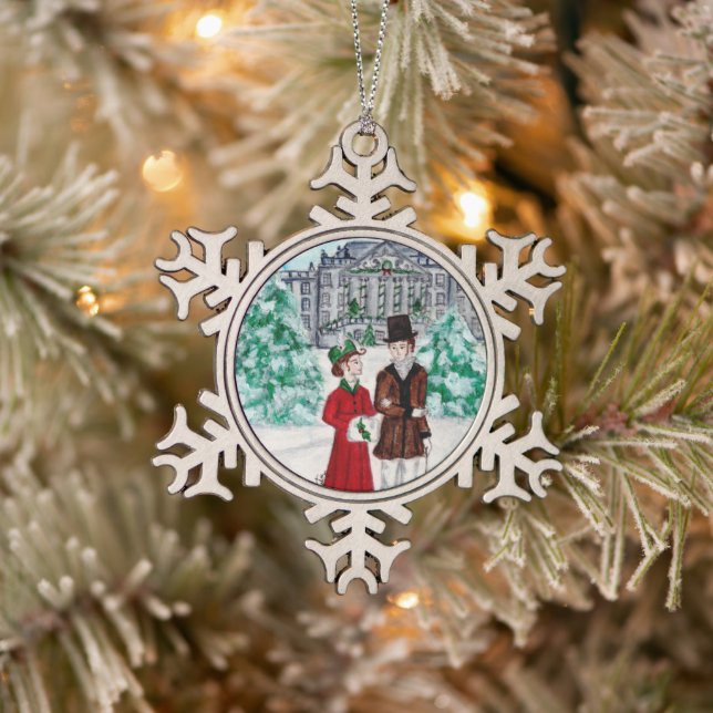 Christmas at Pemberley Snowflake Pewter Christmas Ornament (Tree)