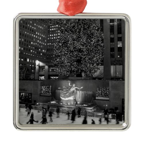 Christmas at Rockefeller Center &amp; the Ice Skaters Metal Ornament