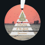 Christmas at the Beach 2020 Ornament<br><div class="desc">Christmas Ornament with a beach scenic and a tree pyramid with words.  Thanks to the Hungryjpeg for some of the elements in the design.</div>