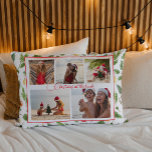 Christmas At The Beach 5 Photo Collage Modern Accent Pillow<br><div class="desc">Christmas At The Beach 5 Photo Collage Modern Accent Throw Pillow features a photo collage of five of your favorite photos with your custom text in the center in elegant red calligraphy script on a white background surrounded by a festive Christmas pattern of greenery and Christmas bauble decorations. Personalize by...</div>