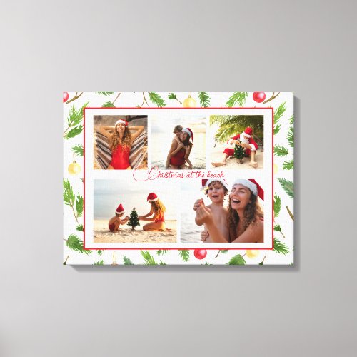 Christmas At The Beach 5 Photo Collage Modern Canvas Print