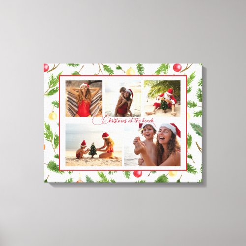 Christmas At The Beach 5 Photo Collage Modern Canvas Print