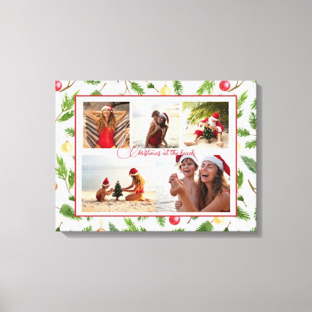 Christmas At The Beach 5 Photo Collage Modern Canvas Print (Front)