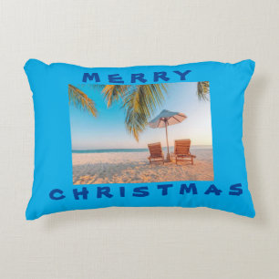 "CHRISTMAS AT THE BEACH* ACCENT PILLOW