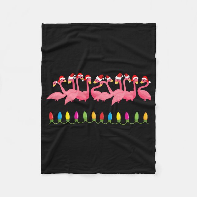 CHRISTMAS AT THE BEACH design FLAMINGO SANTA  Fleece Blanket (Front)
