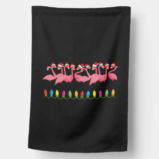 CHRISTMAS AT THE BEACH design FLAMINGO SANTA House Flag