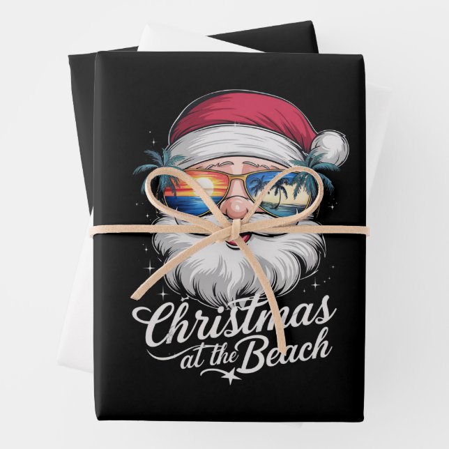 Christmas At The Beach Hawaiian Summer Holiday Wrapping Paper Sheets (In situ)