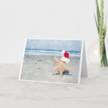 Christmas At The Beach Holiday Card<br><div class="desc">Starfish wearing a santa hat in sunny Southern California</div>