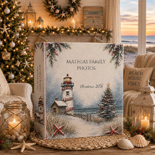 Christmas at the Beach Lighthouse Photo Album 3 Ring Binder