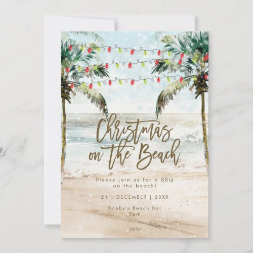 Christmas at the beach party invitation