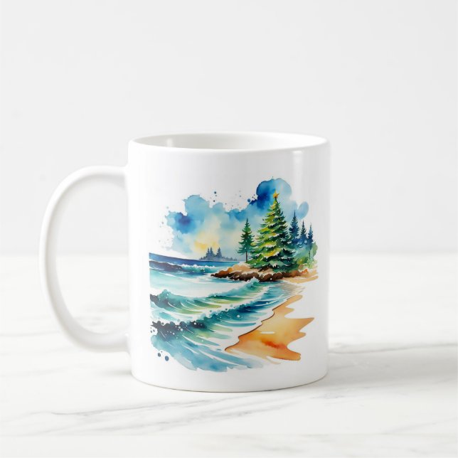 Christmas at the Beach Personalized Mug (Left)