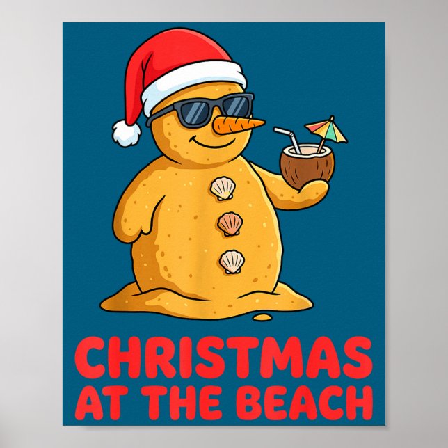 Christmas At The Beach Shirt Funny Sandman Trocal  Poster (Front)
