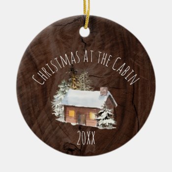 Christmas At The Cabin Ceramic Ornament by rheasdesigns at Zazzle