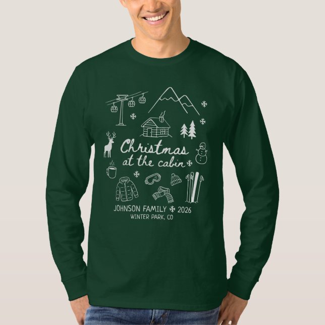 Christmas at the Cabin Group Matching Family T-Shirt (Front)
