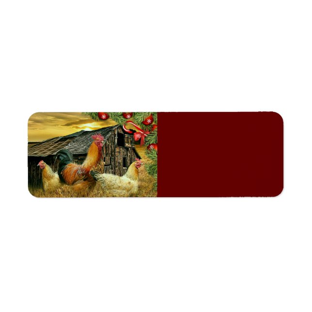 Christmas At The Chicken Coop Rooster Hens Label (Front)