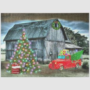 Christmas At The Farm Rustic Barn Tissue Paper