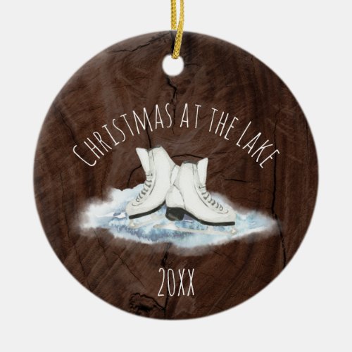 Christmas at the Lake Ceramic Ornament