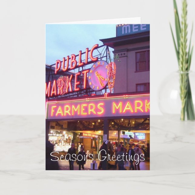 Christmas at the Pike Place Market Seattle Holiday Card (Front)