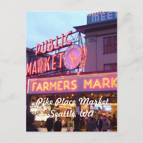 Christmas at the Pike Place Market Seattle Holiday Postcard