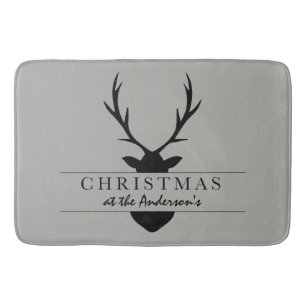 christmas at the... rustic, woodland, stag bath mat