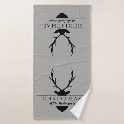 christmas at the rustic woodland stag bath towel