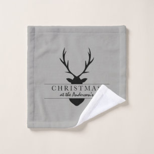 christmas at the... rustic, woodland, stag bath towel set