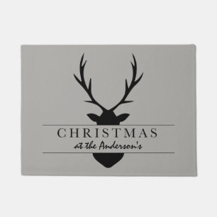 christmas at the... rustic, woodland, stag doormat