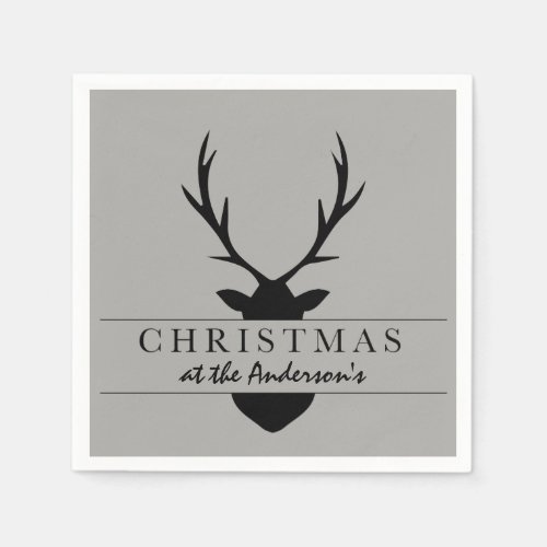 christmas at the rustic woodland stag paper napkins