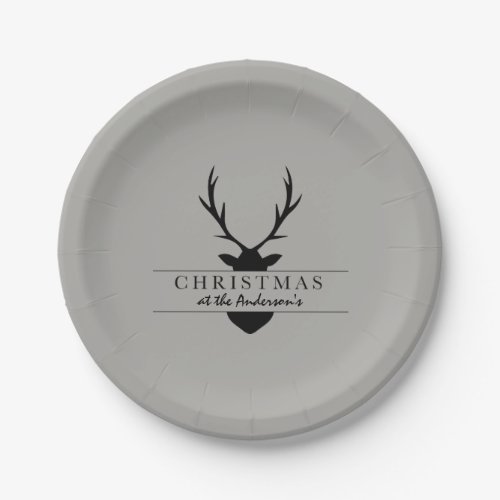 christmas at the rustic woodland stag paper plates