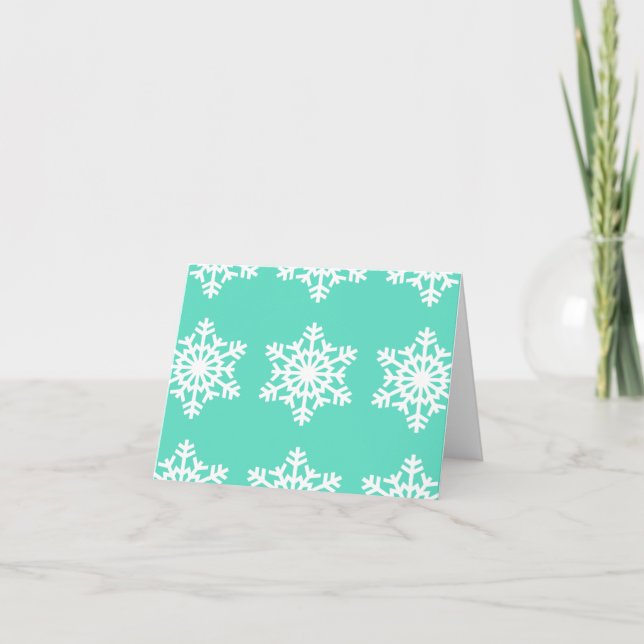 Christmas at Tiffanys Aqua Blue Snowflakes Holiday Card (Front)