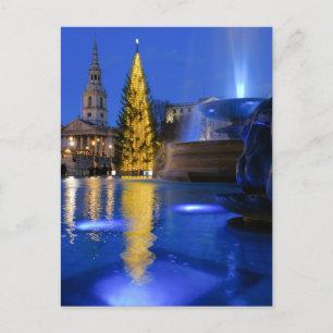 Christmas at Trafalgar Square, London UK Postcard
