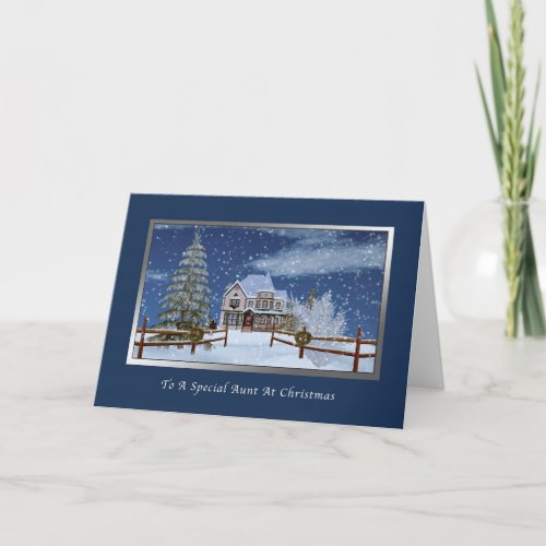 Christmas Aunt Snowy Winter Scene Holiday Card