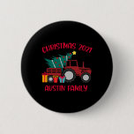 Christmas Austin Family Matching Name Tractor Farm Button