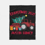 Christmas Austin Family Matching Name Tractor Farm Fleece Blanket