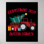 Christmas Austin Family Matching Name Tractor Farm Poster