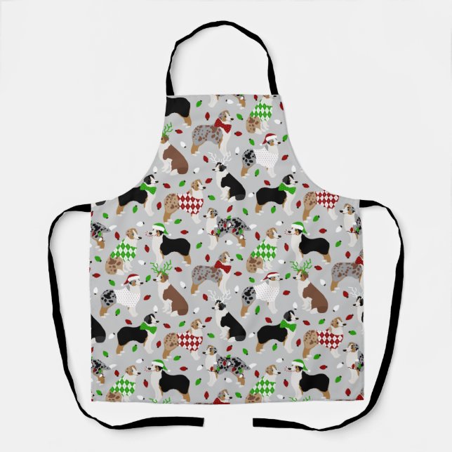 Christmas Australian Shepherd Apron (Front)
