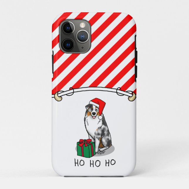 Christmas Australian Shepherd (blue merle tan/w 1) Case-Mate iPhone Case (Back)