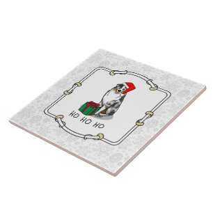 Christmas Australian Shepherd (blue merle tan/w 1) Ceramic Tile