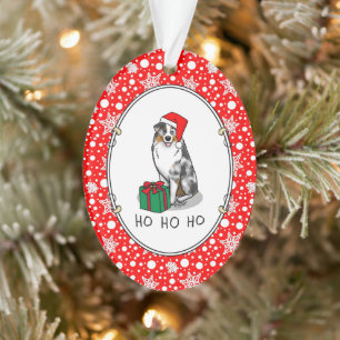 Christmas Australian Shepherd (blue merle tan/w 1) Ornament