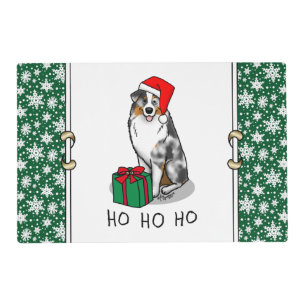 Christmas Australian Shepherd (blue merle tan/w 1) Placemat