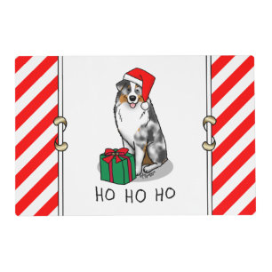 Christmas Australian Shepherd (blue merle tan/w 1) Placemat
