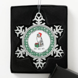 Christmas Australian Shepherd (blue merle tan/w 1) Snowflake Pewter Christmas Ornament