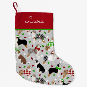 Christmas Australian Shepherd Custom Name Small Christmas Stocking