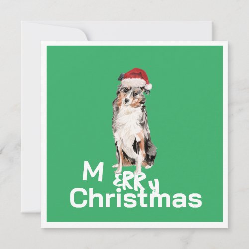 Christmas Australian Shepherd Dog Merry Greeting