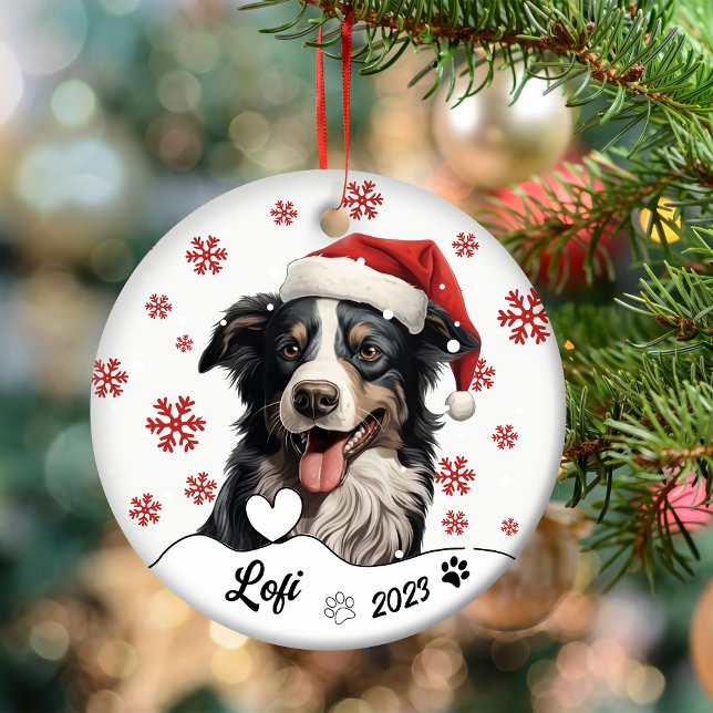 Christmas Australian Shepherd Dog Personalized Ceramic Ornament (Creator Uploaded)