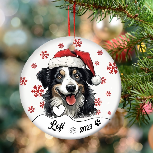 Christmas Australian Shepherd Dog Personalized Ceramic Ornament (Creator Uploaded)