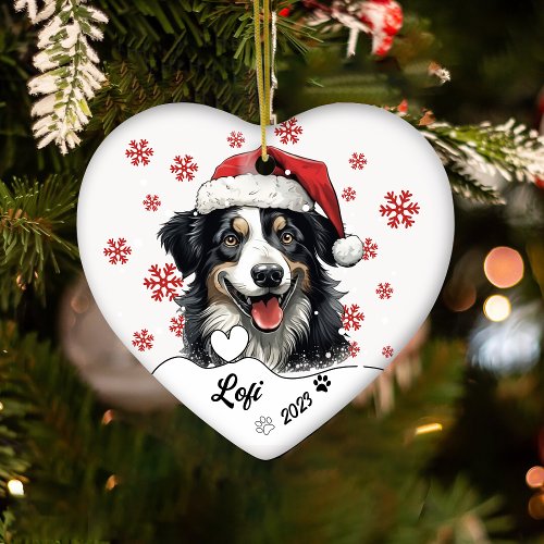 Christmas Australian Shepherd Dog Personalized Ceramic Ornament