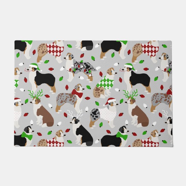 Christmas Australian Shepherd Doormat (Front)